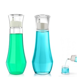 LDSK Glass Mouthwash Dispenser, 8.8OZ Mouth Wash Container Bottle with Lid Cup, Small Clear Refillable Mouthwash Dispenser Decanter for Countertop/Bathroom/Office，Protect oral hygiene. (2)