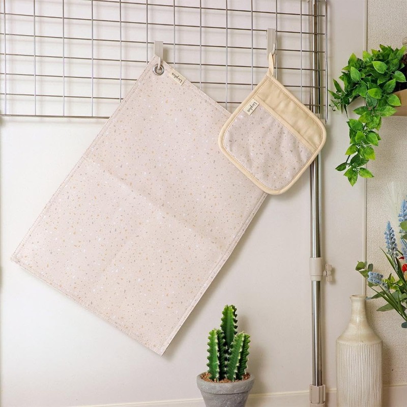 LIV PLUS ランチョンマット 45×33cm 綿 汚れにくい ホワイト LV-0082 テラゾー キッチン