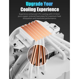 CPU Cooler Air, Dual Tower ARGB CPU Cooler with 120mm PWM Fan, 6 Heat Pipes CPU Air Cooler ARGB for AM5/AM4/AM3, Cooler for PC Compatible with Intel LGA1851/1700/1150/2011/2066/1151/1155/1156(White)