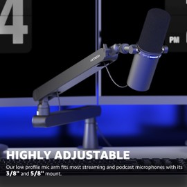 IXTECH IXTECH Mic Arm Desk Mount, Low Profile 360 Swivel Mic Boom Arm, Adjustable Microphone Arm with Detachable Rise Column and Built-In Cable Management for Streaming and Recording LIZARD Model.