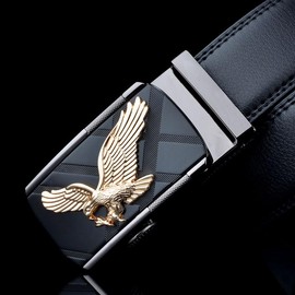 Numney Luxury Mens Belts Leather Eagle Pattern Buckle Buckle Leather 1.38 inch Width Used for Mens Dress Casual Adjustable Belt，Black