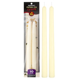 Ner Mitzvah White Beeswax Passover Seder Candles - 10 Hour Burn Time - Tall Beeswax Candles - Pack of 2 Bee Wax Taper Candles