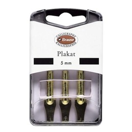 Brause 375505B - Box of 3 Metal Nibs, Poster 5 mm, Ideal for Calligraphy & Lettering, 1 Box