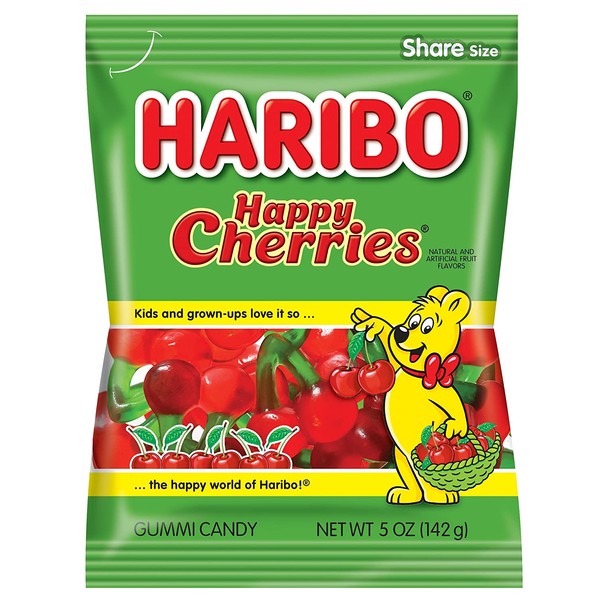 Haribo Gummi Candy, Happy Cherries, 5 oz. Bag (Pack of 12)