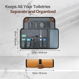 Toiletry Bag for Men, Travel Essentials Travel Toiletry Bag, Water-Resistant Compact Bathroom Roll Organizer for Hygiene, Shaving kit, Valentines Day Gifts for Him (7.Khaki Yellow (PU Leather))