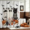 Lindameler Funny Halloween Shower Curtain Spooky Ghost Black Cat Shower