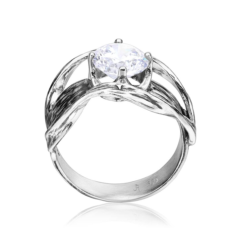 925 Sterling Silver Ring With White Round Cubic Zirconia Prong