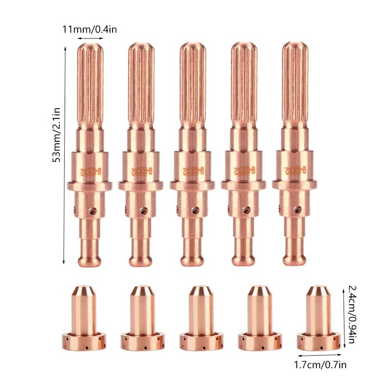 Eacam SL60-100 Torch Consumables, 100A Copper Electrode&Nozzle Tips Set, 10pcs