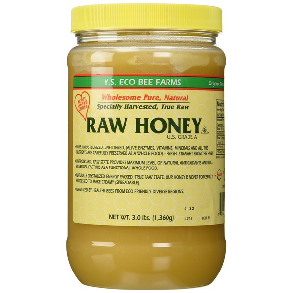 YS Eco Bee Farms RAW HONEY - Raw, Unfiltered, Unpasteurized - Kosher (3 Lb (2 Pack))