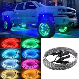Blueshyhall 15.5 inch LED Rim Wheel Ring Lights 4 PCS for Car Truck Vehicle Offroad Pickup, RGB Multi-Color Chasing Dancing Wheel Ring Light Kit