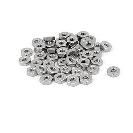 IIVVERR #10-24 304 Stainless Steel Finished Metric Hex Nut Silver Tone 50pcs (# 10-24 304 Acero inoxidable acabado tuerca hexagonal métrica tono de plata 50 piezas