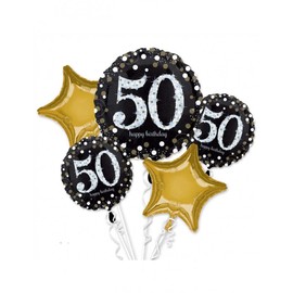 Sparkling Celebration 50th Birthday Foil Balloon Bouquet, 5pc