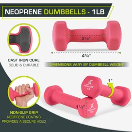 ProsourceFit Neoprene Dumbbell Coated for Non-Slip Grip, 1 lb