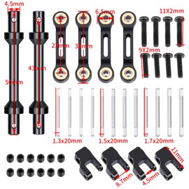 JGGZONE Aluminum RC Front & Rear Anti-roll Bar Set Compatible with LOSI 1/18 Mini LMT 4WD Monster Truck RTR-LOS01026, Metal Anti-Sway Bar Kits RC Car Upgrade Parts, Black