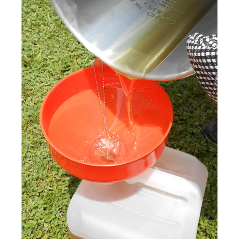King Kooker 8" Plastic Cooking Oil Funnel with Attached Reusable