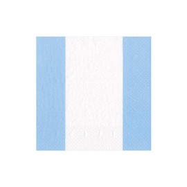 Caspari Bandol Stripe Paper Cocktail Napkins in Light Blue, Pack of 20