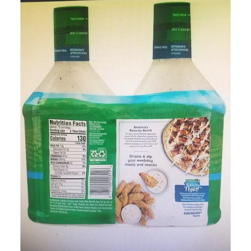 HIDDEN VALLEY ORIGINAL RANCH DRESSING, (40 oz., 2 BOTTLES)