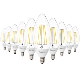 Sunco 10 Pack Dusk to Dawn LED Outdoor Light Bulb B11, Edison Filament Candelabra Bulbs for Porch Lighting, 500 LM, 5W (40W Equivalent), 2700K Soft White, E12 Base, Photocell Sensor UL