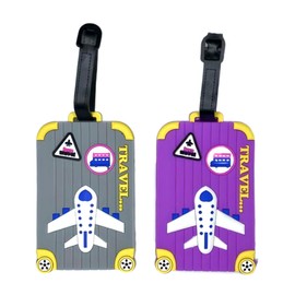 ANINIUCN 2-Pack Airplane Luggage Tags – Durable Silicone Travel Accessories for Teens & Adults – Fun & Stylish Suitcase ID Tags