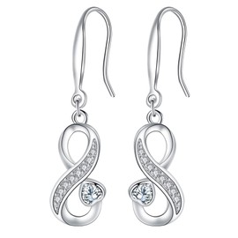 Arrebol Infinity Earrings 925 Silver Women's Infinity Earrings with Heart Zirconia Earrings for Women with Gift Box, Sterling Silver Cubic Zirconia, Cubic Zirconia