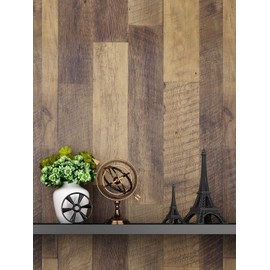 FunStick 36" x 200" Brown Shiplap Peel and Stick Wallpaper Wide Plank Wood Look Wallpaper for Walls Distressed Wood Contact Paper Self Adhesive Vinyl Removable Rustic Wood Wallpaper for Farmhouse Desk
