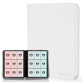 9 Pocket Card Binder, Premium Zip Trading Card Binder, 360 Double Sided Pocket PU Collection Binder, Collector Album, Card Folder for MTG, TCG, Sports Cards (White)