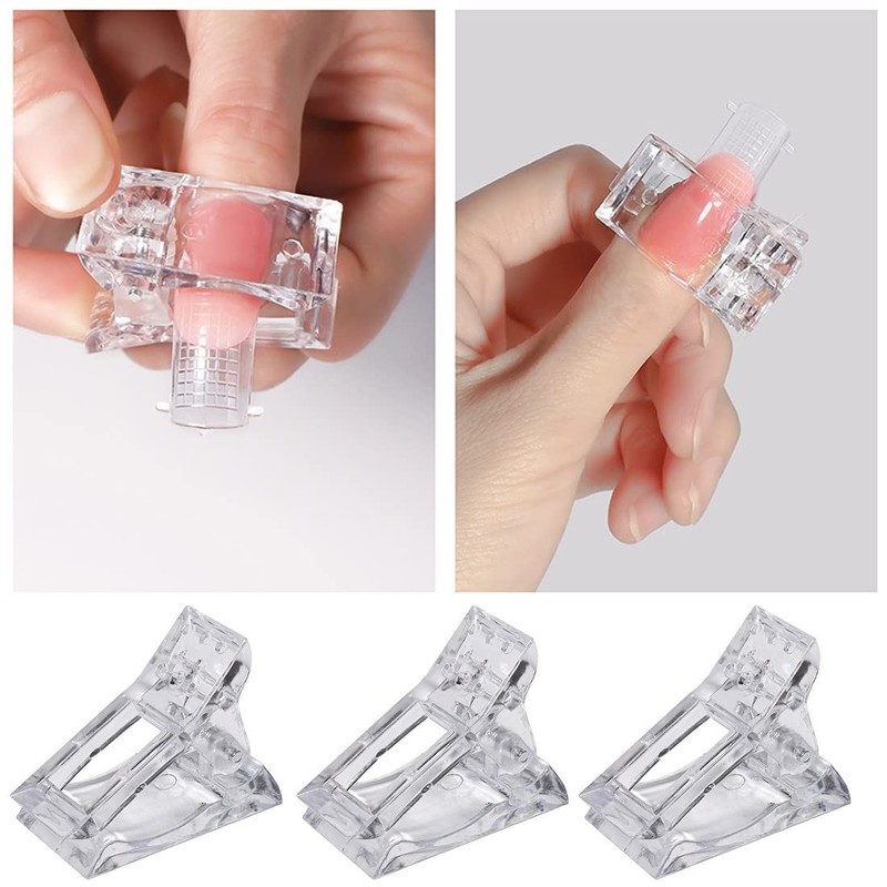 Pack of 10 polygel nail clips, nail tool clip, transparent