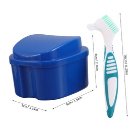 COLLBATH 8pcs Denture Care Set Apple Shaped Container and Gentle Brush for Cleaning and Storing False Teeth Travel Friendly Oral Appliance Holder