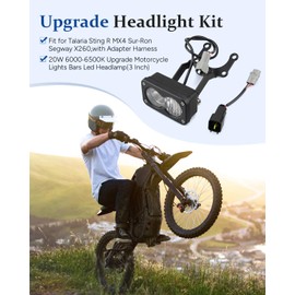 Headlight Kit Fit for Talaria Sting R MX4 MX3, for Sur-Ron Segway X260, with Adapter Harness, 20W 6000-6500K Motorcycle Light Bar Led Headlamp