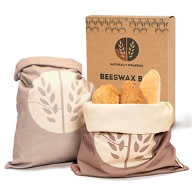 Reusable Beeswax Bread Bags for Homemade Bread (2 Pack) – Extra Thick Cotton, XL Natural Cotton Beeswax Bags, Sourdough Bag, Beeswax Bag, Sourdough Storage,