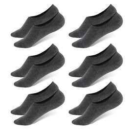 WHISPER DEER No Show Low Cut Socks Men - Invisible Casual Cotton Loafer Socks With Non-Slip Grip (3/6/12 Packs)