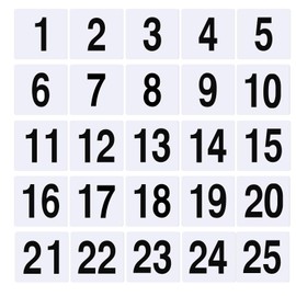 TiaysTiays Number Tags Place Cards Plastic Table Numbers Numeric Cards Waterproof PVC Numbers 1-25 Seat Numbers Table Numbers Weatherproof Water-resistant Conference Place Cards Wedding Event Place