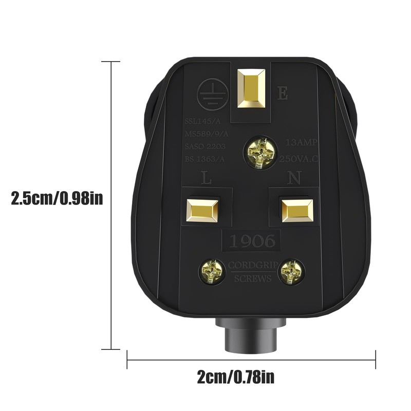 UK Plugs with 13 AMP Fused, 3 pin Mains Plug