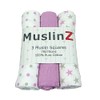 MuslinZ Baby Muslin Squares Burp Cloths 3 Pack 100% Pure