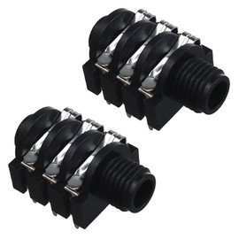Fielect 2Pcs PCB Mount 6.35mm 6 Pin Socket Headphone Stereo Jack Audio Video Connector Black
