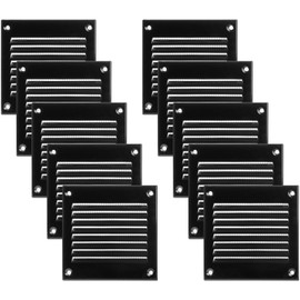 Vent Systems 4'' x 4'' Inch (Overall Dimensions) Pack of 10 - Black - Air Vent Cover Metal Air Return Grill with Built in Pest Guard Screen HVAC Vent Duct Cover for Home Improvement