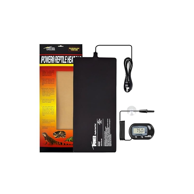 iPower 8 by 18-Inch 24W Reptile Heat Mat, LCD Digital
