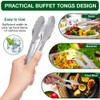 6.85 Inch Stainless Steel Serving Tongs, Metal Kitchen Tongs, Mini