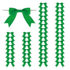 Meseey 50 Pcs 3 Inches Emerald Green Grosgrain Ribbon Twist Tie Bows Pretied Bows Premade Craft Bows for Treat Bags Gift Wrapping Basket Wedding Baby Shower Brithday Valentine's Day Christmas Party
