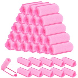 36 Pieces Foam Sponge Hair Rollers 20 mm Mini Foam Hair Styling Curlers Flexible Sponge Curlers with Storage Bag Soft Sleeping Hair Curlers for Adults and Kids (Pink)