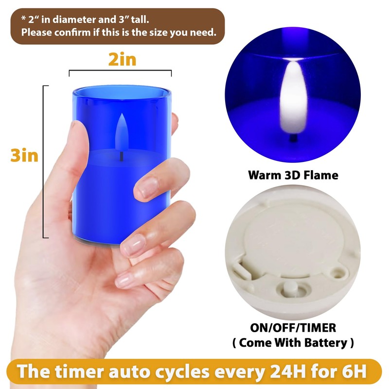 VIODAIM 12Pack Flickering Flameless LED Candles with Timer, Battery Powered