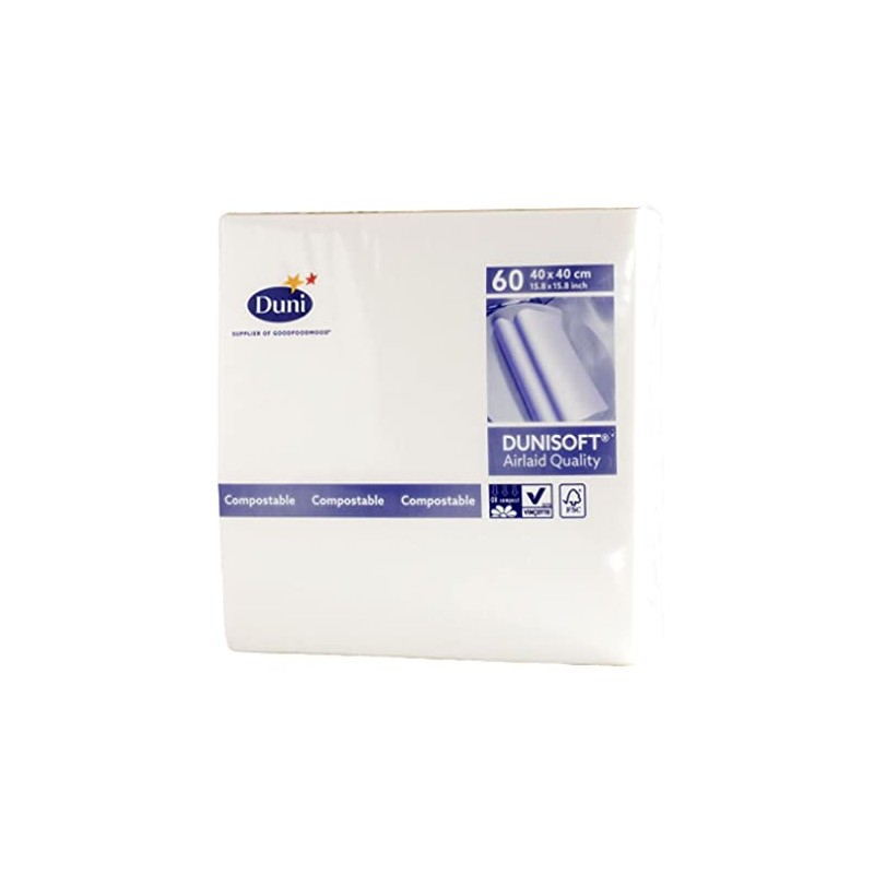 Duni Uni-Colour White Dunisoft Napkins, 40 x 40cm, 1/4 Folded