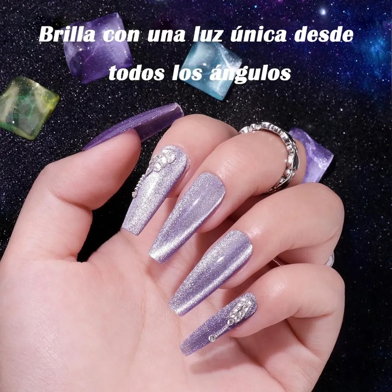 6 Uds 9d Cristal Holográfico Efecto Ojo De Gato Esmalteimán