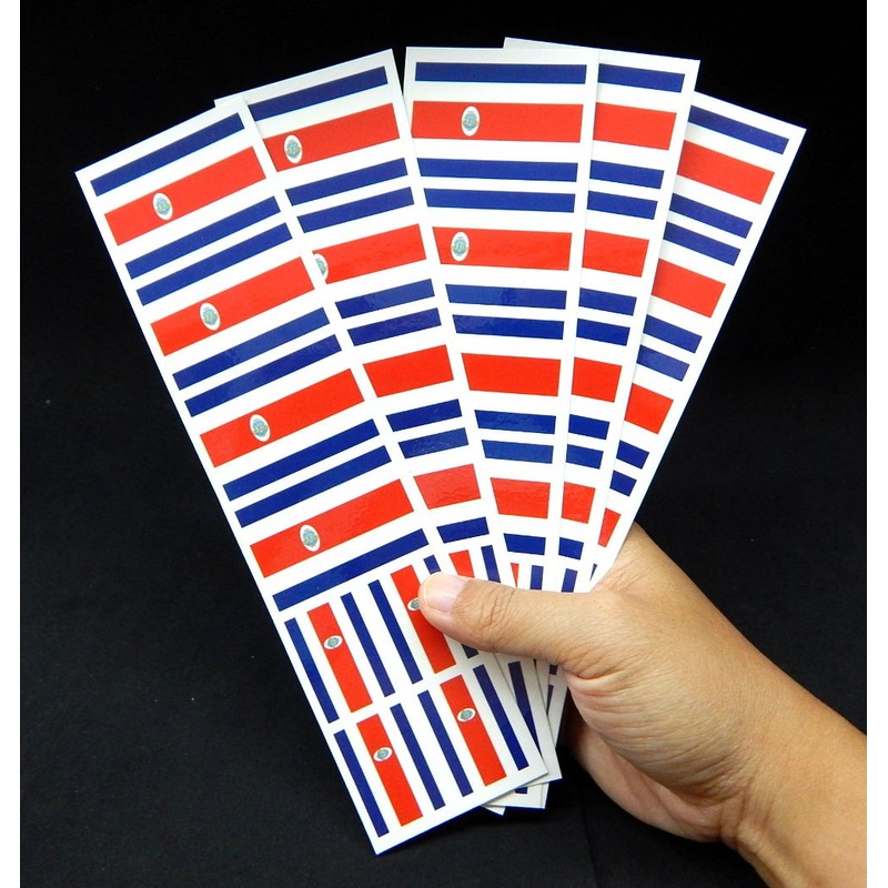 40 Removable Stickers: Costa Rica Flag: Costa Rican Party Favors,