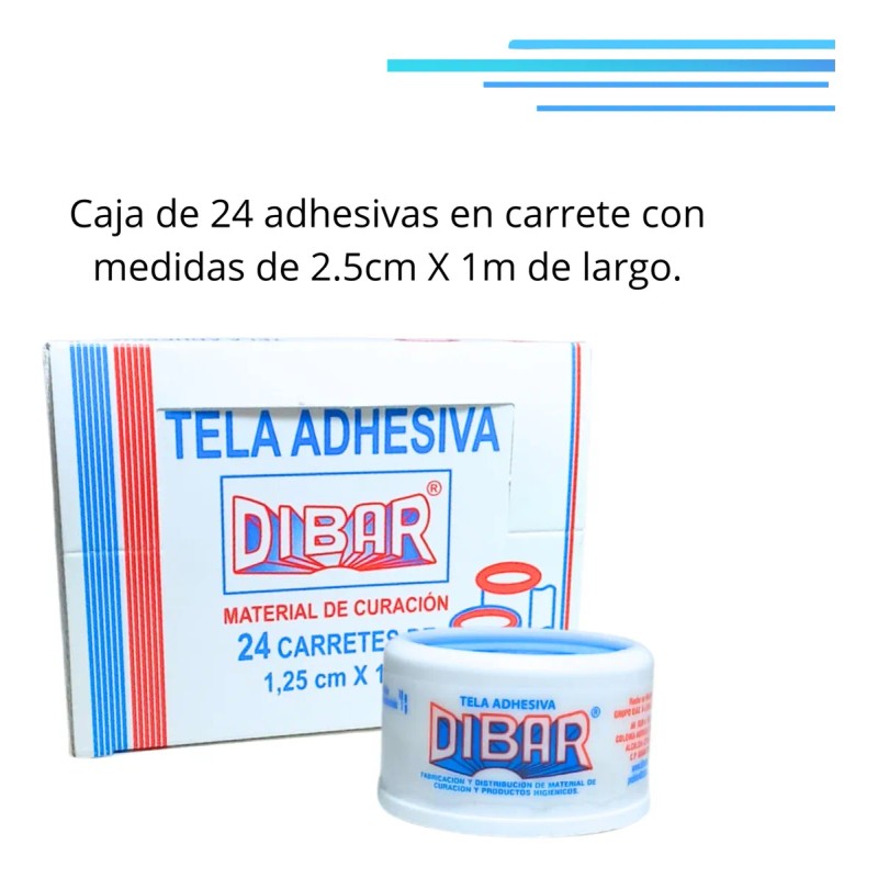 Tela Adhesiva Carrete 1.25cm X 1m Caja Con 24 Piezas