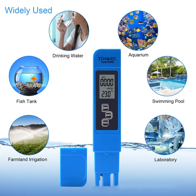 Fdit Portable Digital pH Tester, TDS EC Temperature Meter, Conductivity