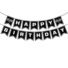 Race Car Birthday Banner,Checkered Flag Car Happy Birthday Banner,Race Car Party Decorations for Boys,Racing Themed Party Supplies
