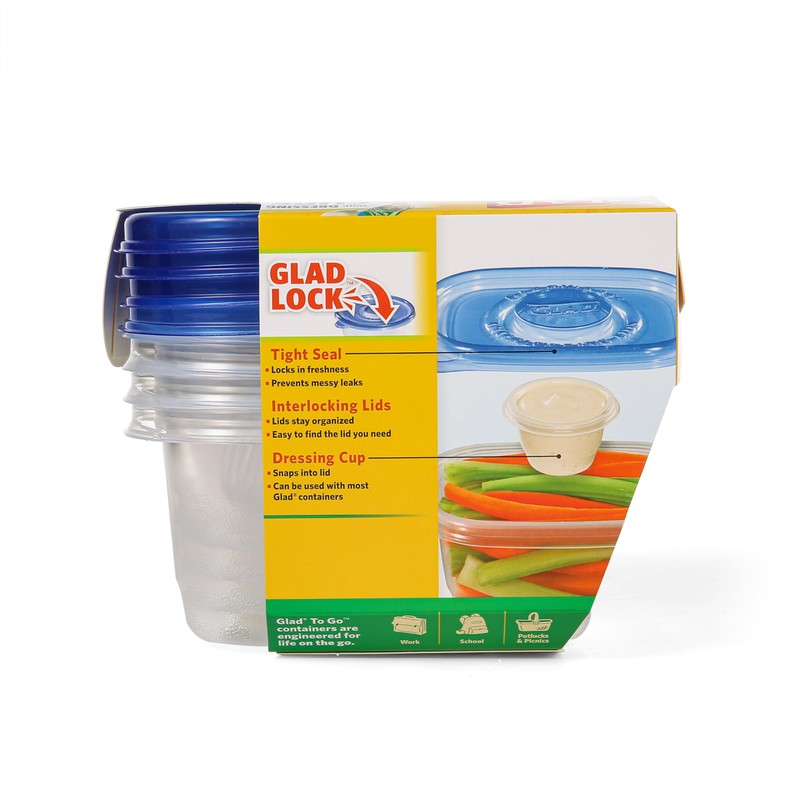 Glad GladWare To Go Snack Food Storage Containers with Lids,