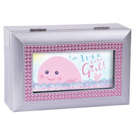 Cottage Garden A Baby Girl Smiling Brushed Silvertone Jewelry Music Box Plays You are My Sunshine