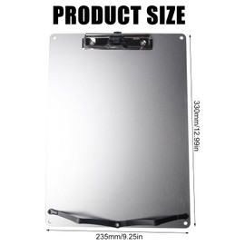 Metal Clipboard, A4 Aluminum Clipboard with 154 cm Adjustable Shoulder Strap, Stainless Steel Must-Have Sketch Board, Silver Drawing Clipboard for Artists, Architects and Engineers